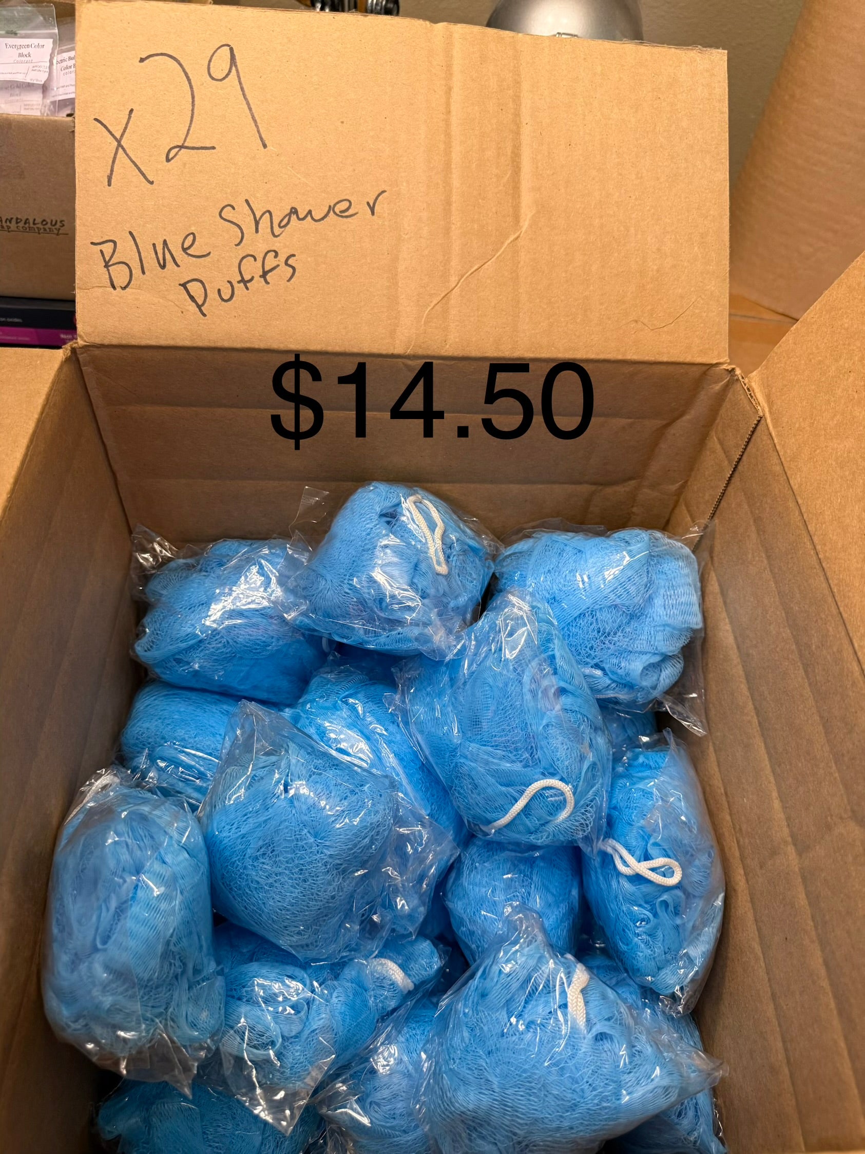 Blue Shower Puffs