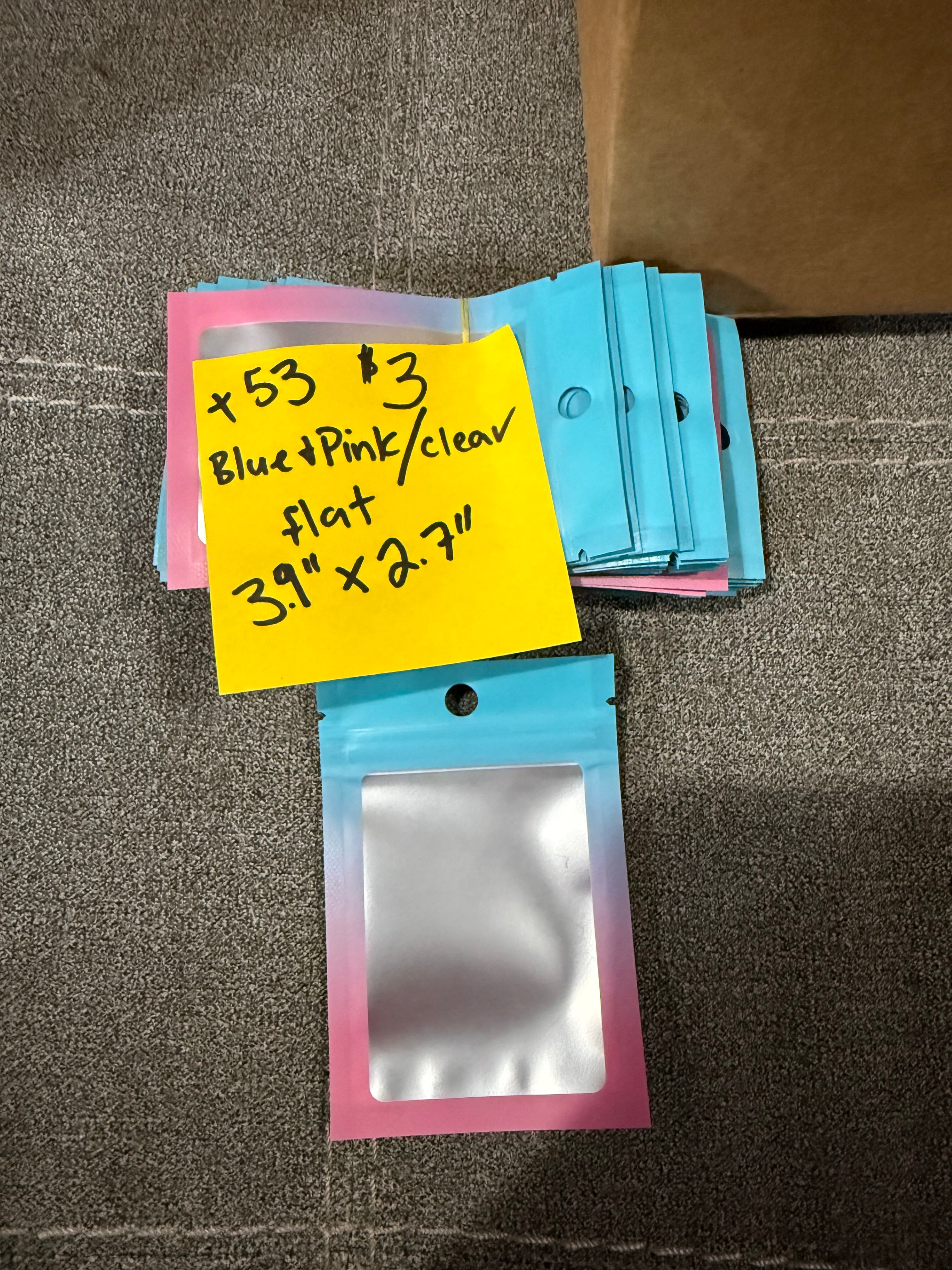 Bag- clear/blue&pink 2.7"x3.9" flat