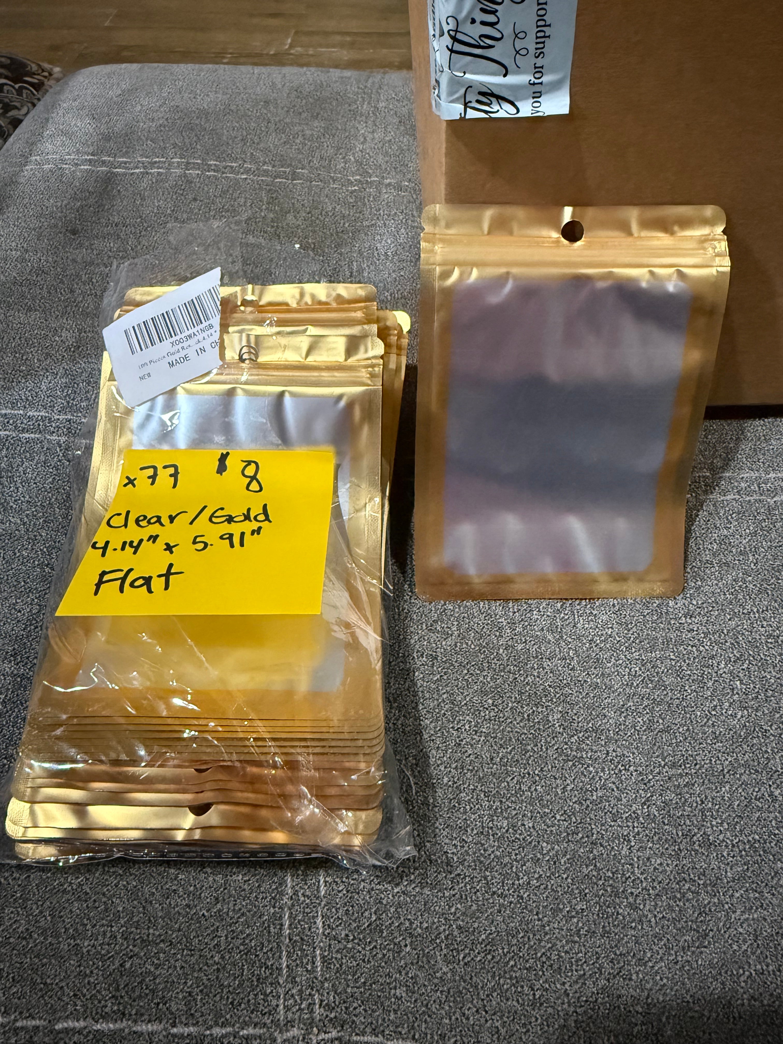 Bag- clear/gold 4.14"x5.91" flat