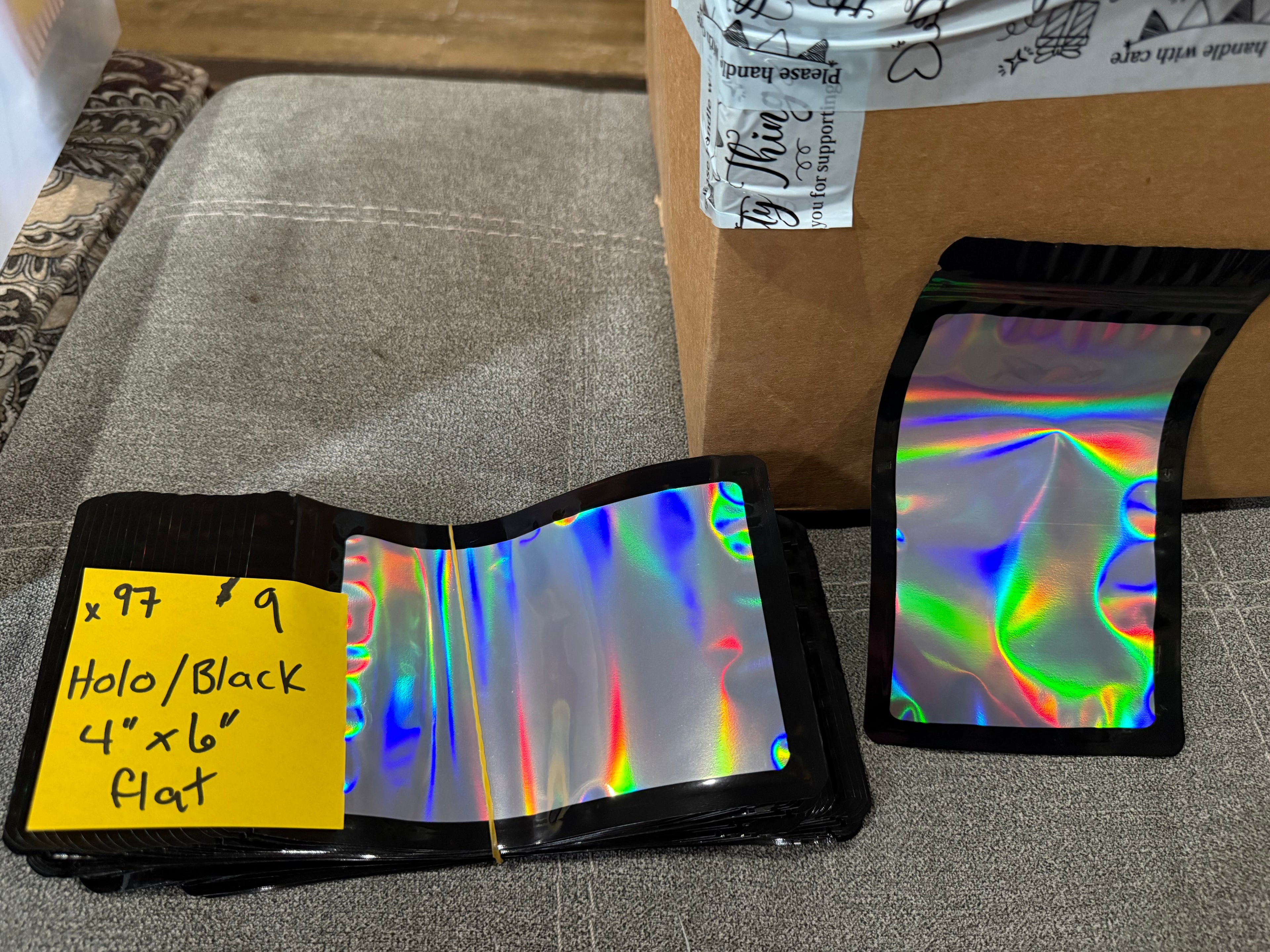 Bag Holo/black 4"x6" flat